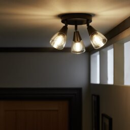 Argos Home Plate Curico Metal 3 Light Ceiling Light - Black - thumbnail 2
