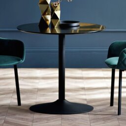 Julian Bowen Nero 2 Seater 80cm Round Dining Table - Black - thumbnail 1