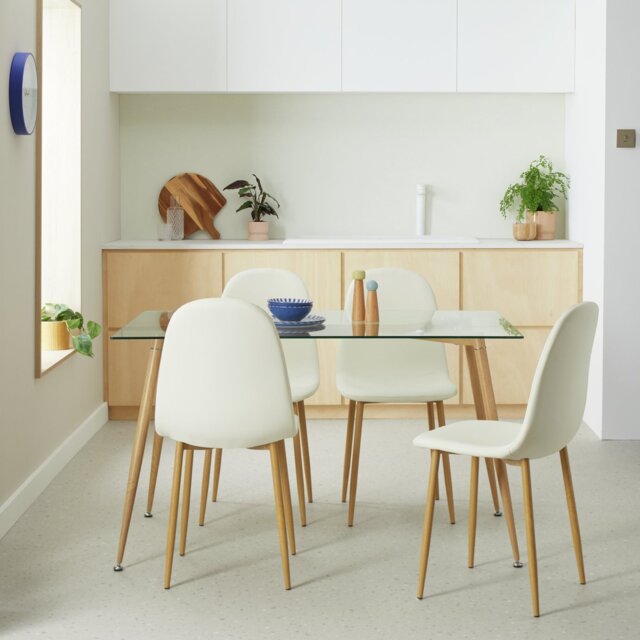 Habitat Beni Glass 4 Seater Dining Table - Natural - image 1