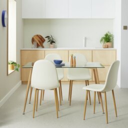 Habitat Beni Glass 4 Seater Dining Table - Natural - thumbnail 1