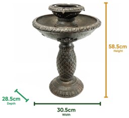 Streetwize Garden Solar Imperial Bird Bath Fountain With Bat - thumbnail 2