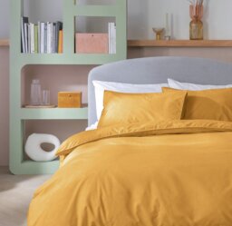 Habitat Cotton Printed Textured Mustard Bedding Set - Double