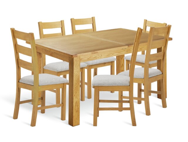 Argos Home Ashwell Ext Oak Dining Table & 6 Grey Chairs - image 1