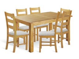 Argos Home Ashwell Ext Oak Dining Table & 6 Grey Chairs - thumbnail 1