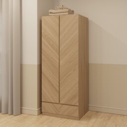 GFW Catania 2 Door 1 Drawer Wardrobe - Oak - thumbnail 2