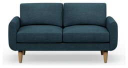 Hutch Fabric Round Arm 2 Seater Sofa - Aegean Blue - thumbnail 1