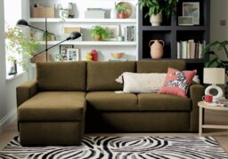 Argos Home Miller Fabric Left Hand Chaise Sofa Bed - Khaki - thumbnail 2