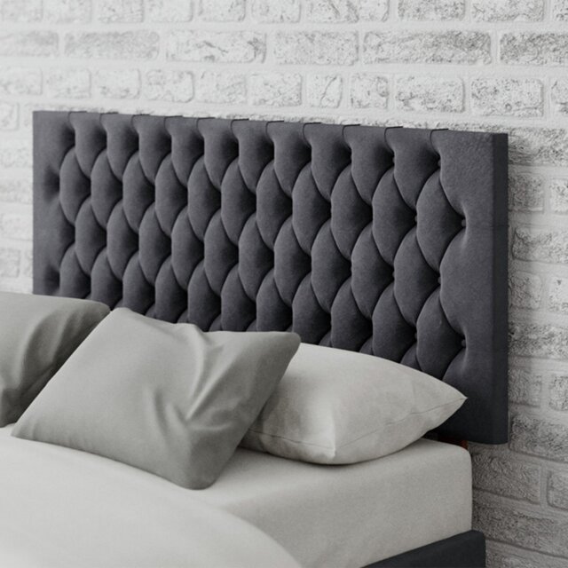 Aspire Monroe Velvet Double Headboard - Steel - image 1