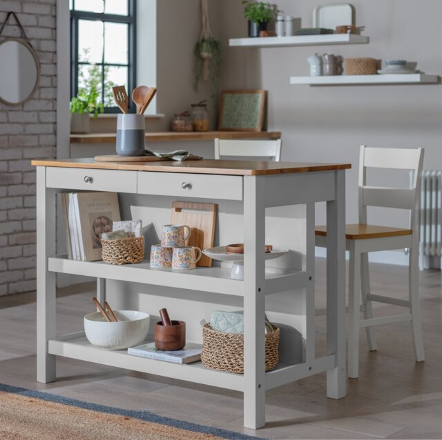 Argos Home Chicago Solid Wood 2 Seater Bar Island - Grey - image 1