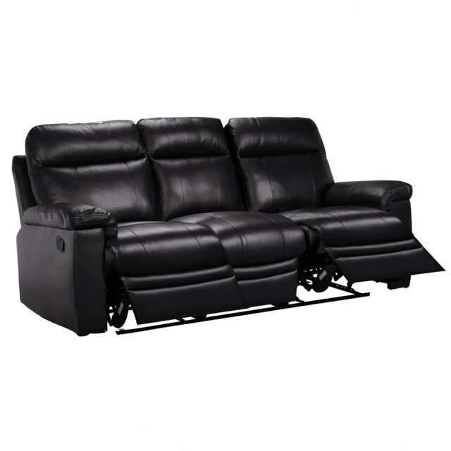 Argos Home New Paolo 3 Seater Manual Recliner Sofa - Black - image 1