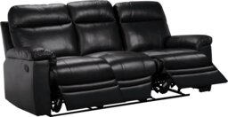 Argos Home New Paolo 3 Seater Manual Recliner Sofa - Black - thumbnail 1