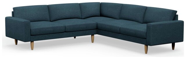 Hutch Fabric Block Arm 7 Seater Corner Sofa - Aegean Blue - image 1