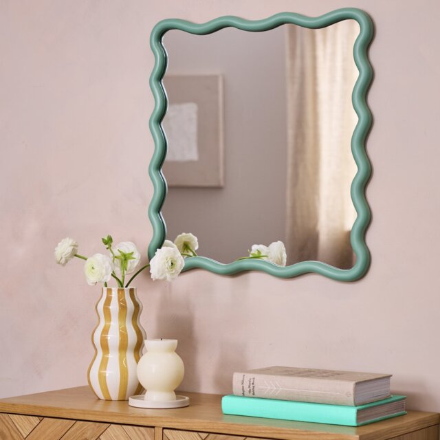 Habitat Green Wavy Wall Mirror - 60x57cm - image 1