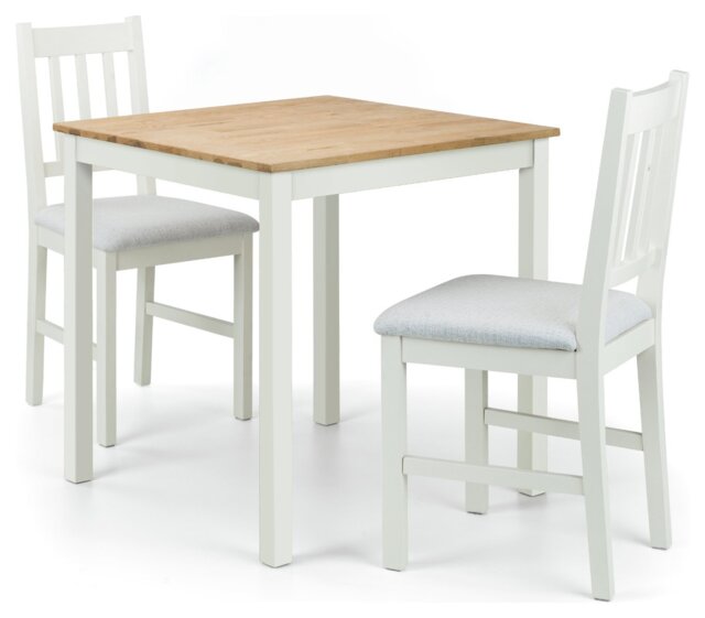 Julian Bowen Coxmoor Oak Dining Table & 2 Ivory Chairs - image 1