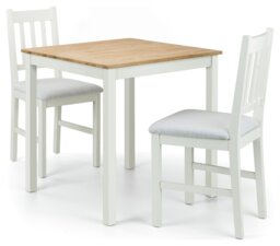 Julian Bowen Coxmoor Oak Dining Table & 2 Ivory Chairs