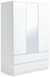 Argos Home Jenson 3Door 4Drawer Mirror Wardrobe -Gloss White - thumbnail 2