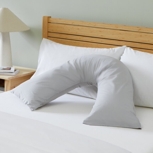 Habitat Cotton Rich 180 TC V Shape Pillowcase Pair-Dove Grey - image 1