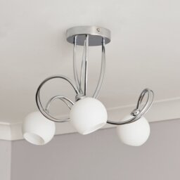 BHS Acacia Glass 3 Light Flush to Ceiling Light - Chrome - thumbnail 1