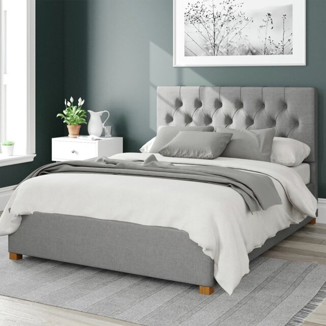 Aspire Olivier Linen Kingsize Ottoman Bedframe - Grey - image 1