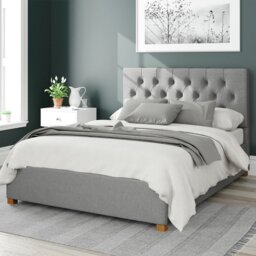 Aspire Olivier Linen Kingsize Ottoman Bedframe - Grey - thumbnail 1