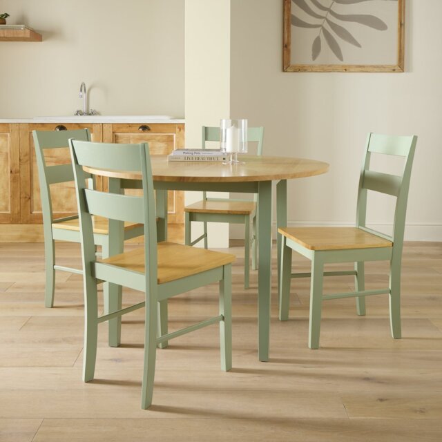 Argos Home Chicago Round Sage Green Dining Table & 4 Chairs - image 1