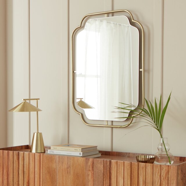 Habitat Gold Art Deco Wavy Wall Mirror - 85x65cm - image 1