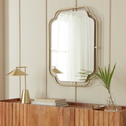 Habitat Gold Art Deco Wavy Wall Mirror - 85x65cm - thumbnail 1