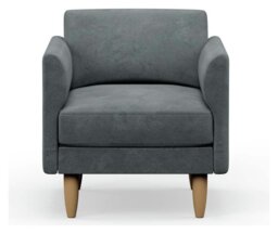 Hutch Velvet Curve Arm Armchair - Slate Grey - thumbnail 1