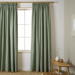 Habitat Herringbone Pencil Pleat Curtains - Green -168x183cm