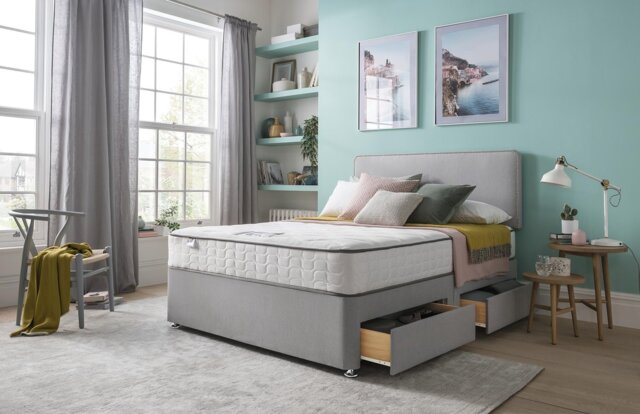 Silentnight Comfort Small Double 2 Drawer Divan Bed - Grey - image 1