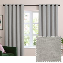 Furn Soft Chenille Blackout Eyelet Curtains - Silver - 229x183cm - thumbnail 1