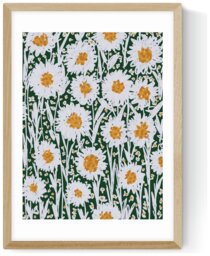 East End Prints Daisy Pattern Oak Frame Art Print - A2 - thumbnail 2