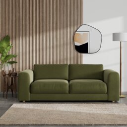 Habitat Ayr Large Velvet 3 Seater Sofa - Moss Green - thumbnail 2