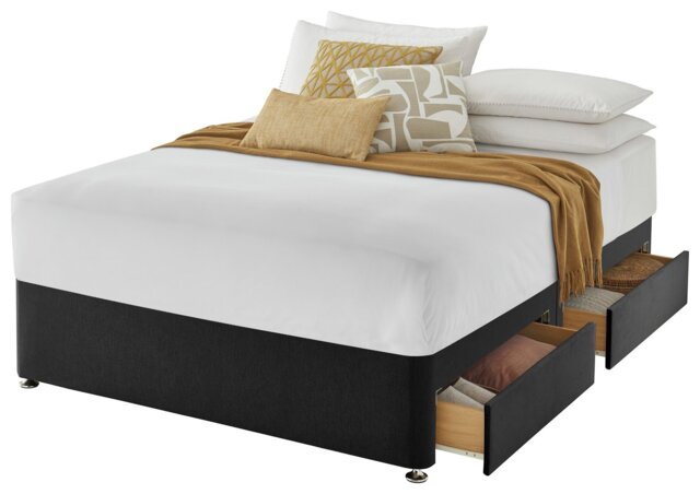 Silentnight Double 4 Drawer Divan Bed Base - Charcoal - image 1