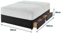 Silentnight Double 4 Drawer Divan Bed Base - Charcoal - thumbnail 2