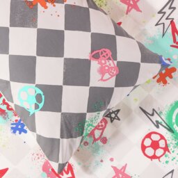 Argos Home Checkerboard Graffiti Kids Bedding Set - Single - thumbnail 2