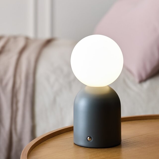 Argos Home Steel Opal Ball Rechargeable LED Table Lamp-Black - image 1