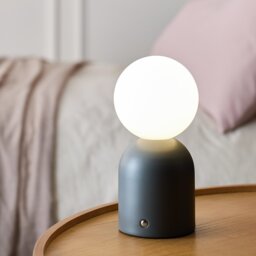 Argos Home Steel Opal Ball Rechargeable LED Table Lamp-Black
