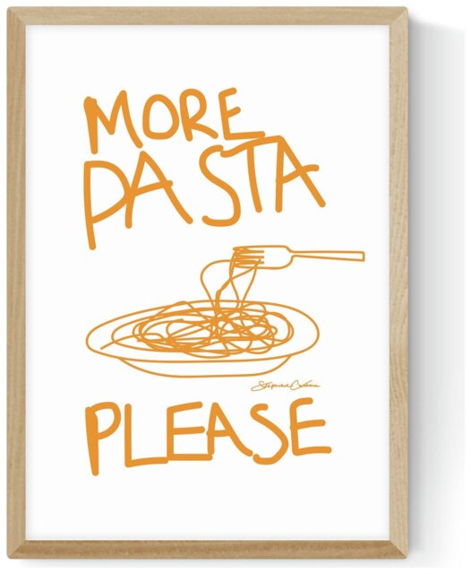 East End Prints More Pasta Please Oak Frame Art Print - A3 - image 1