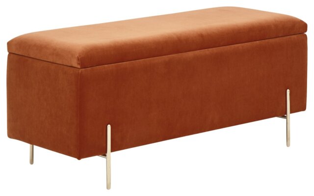 GFW Mystica Fabric Ottoman Storage Bench - Orange - image 1