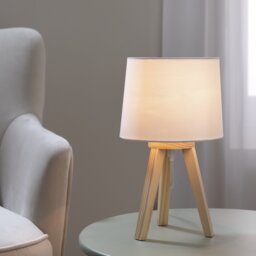 Argos Home Pine Mini Tripod Table Lamp - White - thumbnail 2