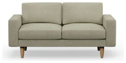 Hutch Fabric Block Arm 2 Seater Sofa - Oat