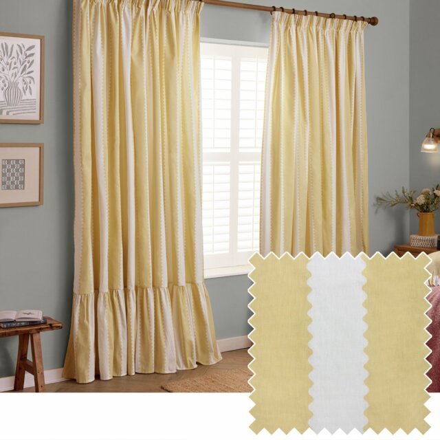 Wylder Birdie Stripe Pencil Pleat Curtains - Yellow - 168x229cm - image 1