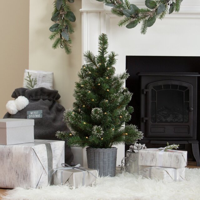 Habitat 2.5ft Pre lit Snowy Christmas Tree With Basket - image 1
