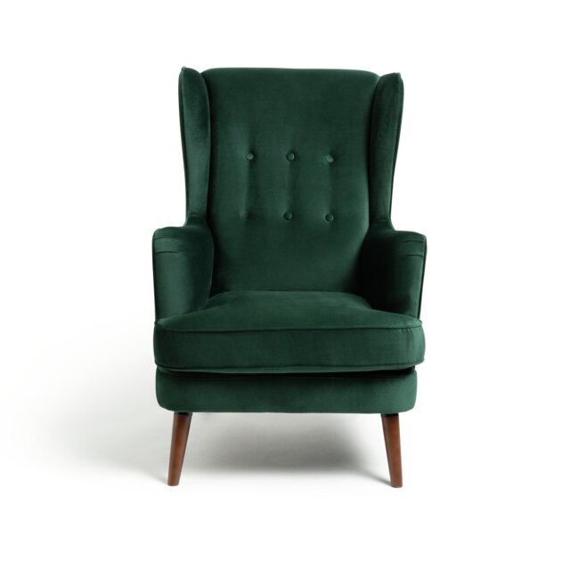 Habitat Callie Velvet Wingback Chair - Forest Green - image 1
