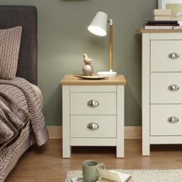 GFW Lancaster 2 Drawer Bedside Table - Cream - thumbnail 1