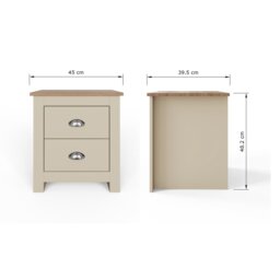 GFW Lancaster 2 Drawer Bedside Table - Cream - thumbnail 2