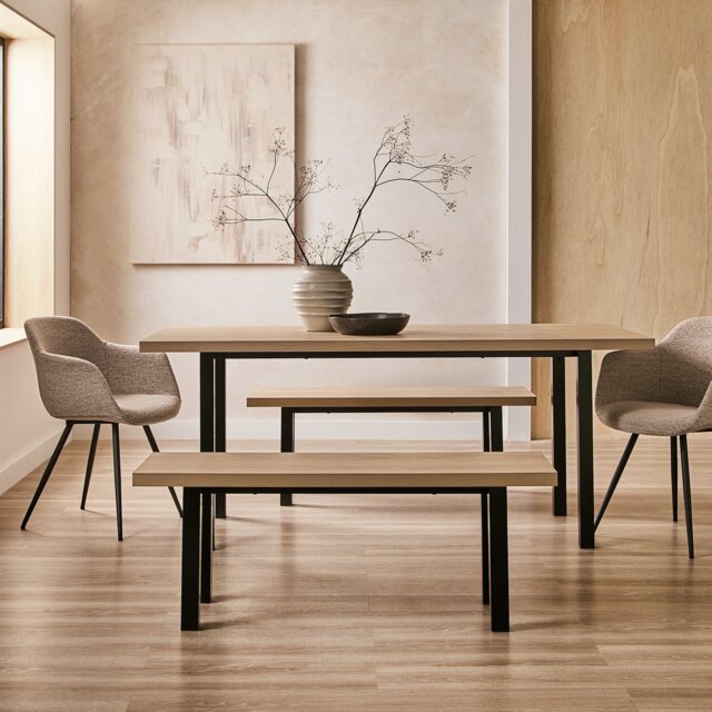 Habitat Zayn Birch Dining Table,2 Bench & 2 Natural Chairs - image 1