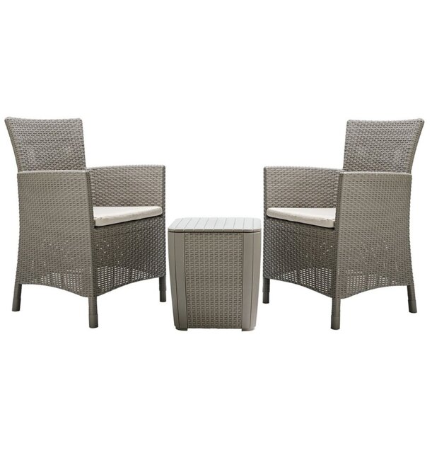 Keter Iowa 2 Seater Rattan Effect Garden Bistro Set - Cream