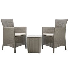 Keter Iowa 2 Seater Rattan Effect Garden Bistro Set - Cream - thumbnail 1